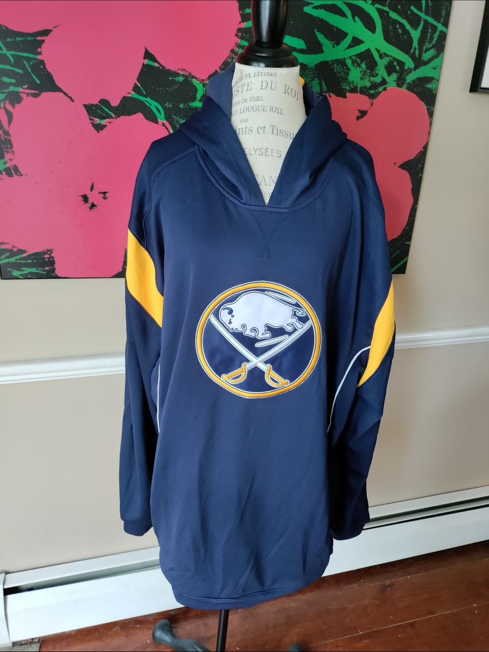 Y2K Reebok Face Off Collection Buffalo Sabres Hoodie NHL Pullover Size 4XL